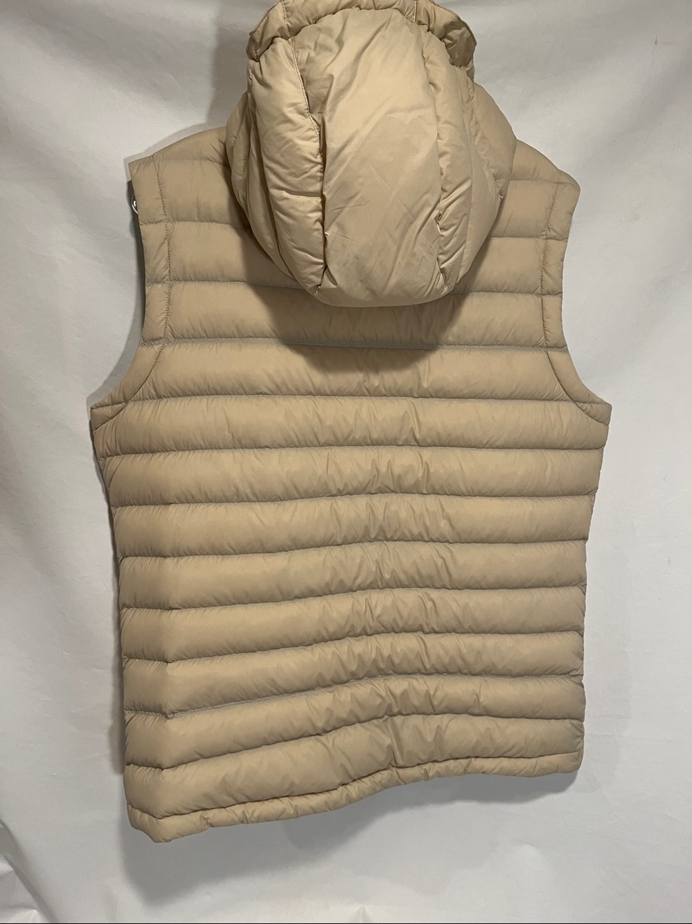 Stio Men's Hooded Packable Goose Down Vest Cream With Blue Lining - Picture 3 of 14